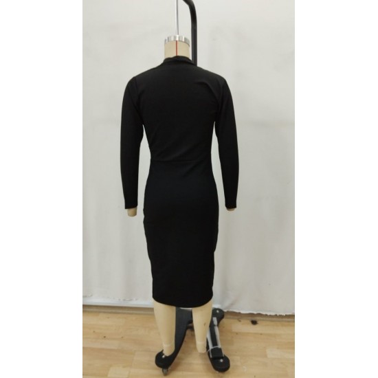 Kadın Uzun Kollu Kruvaze Yaka Janjan Krep Midi Elbise , 29154 Kadın Uzun Kollu Kruvaze Yaka Janjan Krep Midi Elbise , 29154