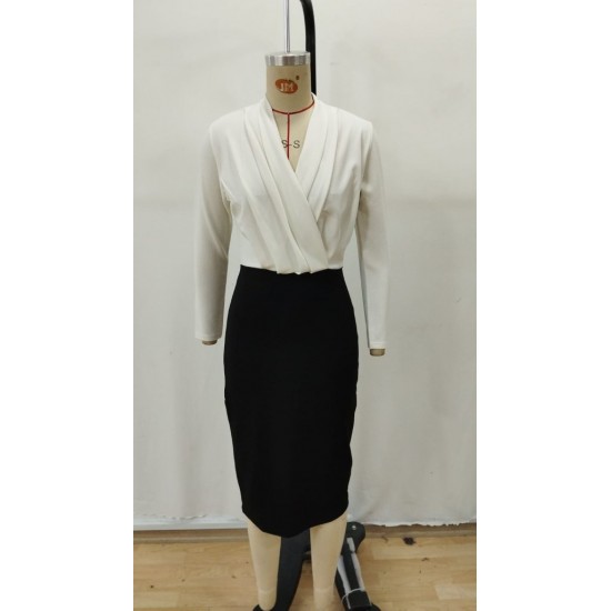 Kadın Uzun Kollu Kruvaze Yaka Janjan Krep Midi Elbise , 29153 Kadın Uzun Kollu Kruvaze Yaka Janjan Krep Midi Elbise , 29153