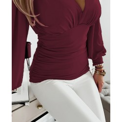 Kadın Uzun Kollu Derin V Yakalı önden Büzgülü Sandy Bluz , 29170 Kadın Uzun Kollu Derin V Yakalı önden Büzgülü Sandy Bluz , 29170