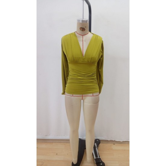 Kadın Uzun Kollu Derin V Yakalı önden Büzgülü Sandy Bluz , 29169 Kadın Uzun Kollu Derin V Yakalı önden Büzgülü Sandy Bluz , 29169