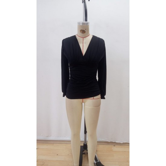 Kadın Uzun Kollu Derin V Yakalı önden Büzgülü Sandy Bluz , 29168 Kadın Uzun Kollu Derin V Yakalı önden Büzgülü Sandy Bluz , 29168