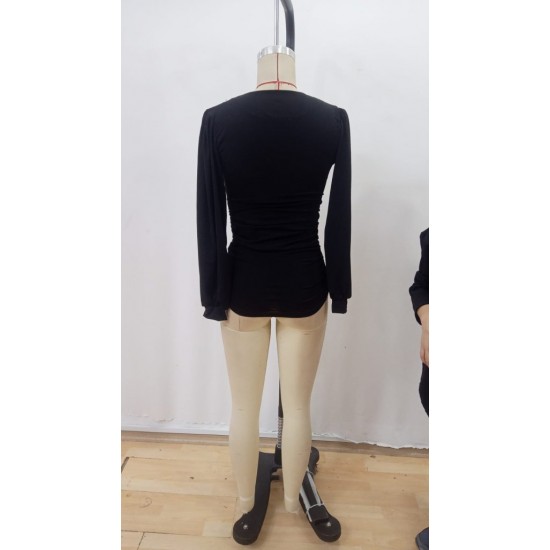 Kadın Uzun Kollu Derin V Yakalı önden Büzgülü Sandy Bluz , 29168 Kadın Uzun Kollu Derin V Yakalı önden Büzgülü Sandy Bluz , 29168