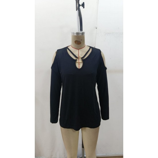 Kadın Omuzlardan Açık Uzun Kollu Yakadan Halka şerit Detaylı Viskon Bluz , 29167 Kadın Omuzlardan Açık Uzun Kollu Yakadan Halka şerit Detaylı Viskon Bluz , 29167