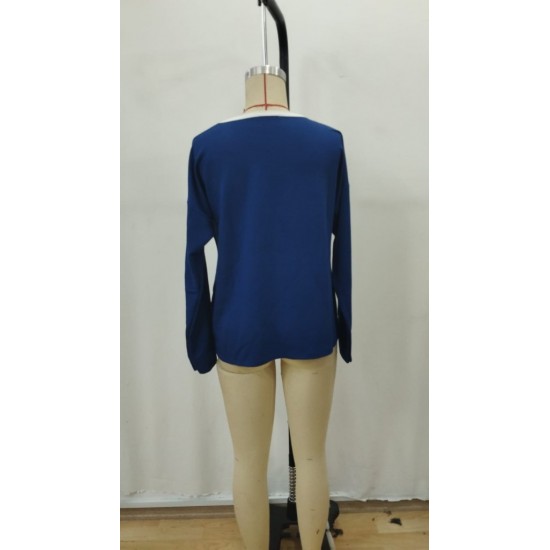 Kadın Uzun Kollu V Yakalı Viskon Iki Iplik Bluz , 29195