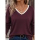 Kadın Uzun Kollu V Yakalı Viskon Iki Iplik Bluz , 29194