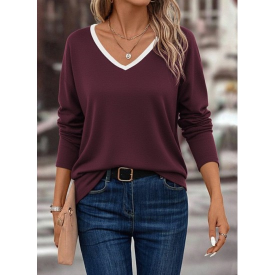 Kadın Uzun Kollu V Yakalı Viskon Iki Iplik Bluz , 29194