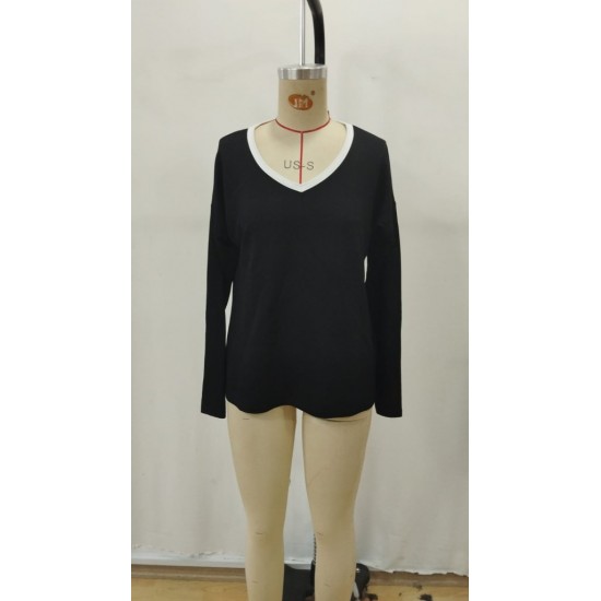 Kadın Uzun Kollu V Yakalı Viskon Iki Iplik Bluz , 29193