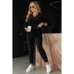 Kadın Uzun Kollu önden Cepli Fermuarlı Kadife Bluz Ve Pantolon Ikili Takım , 29192