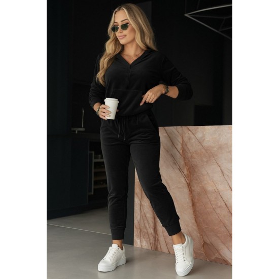 Kadın Uzun Kollu önden Cepli Fermuarlı Kadife Bluz Ve Pantolon Ikili Takım , 29192
