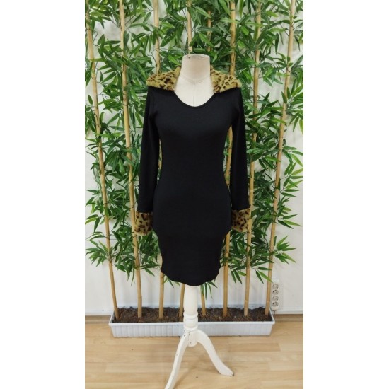 Kadın Uzun Kollu V Yakalı Kürk Detaylı Kaşkorse Elbise, 29187