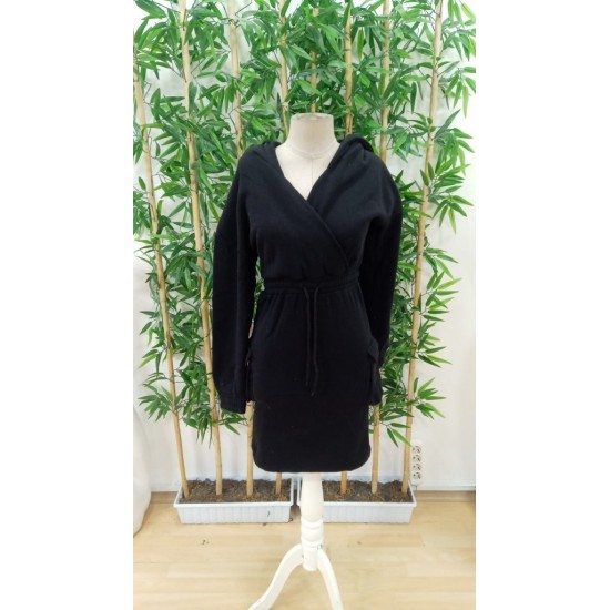 Kadın Uzun Kollu V Yakalı Kapşonlu Cep Detaylı şardonlu Iki Iplik Kısa Elbise , 29185