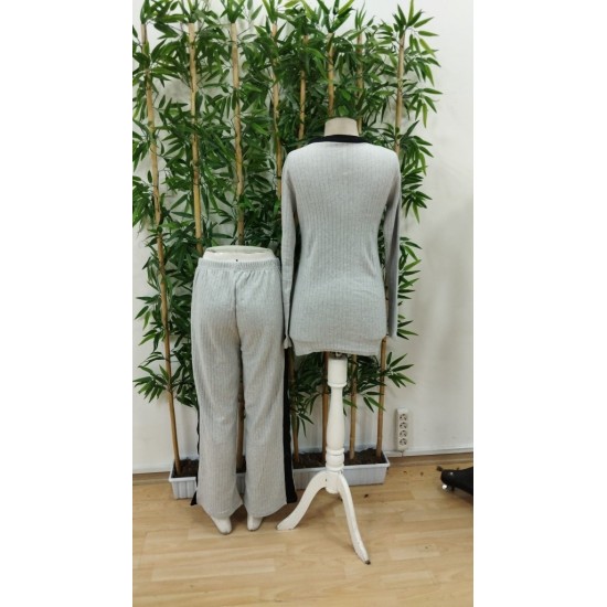 Kadın Uzun Kollu V Yakalı çapraz Detaylı şardonlu Kaşkorse Bluz Ve Pantolon Ikili Takım , 29184