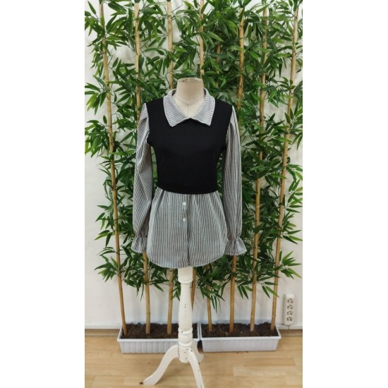 Kadın Uzun Kollu Yakalı önden Düğmeli Ottoman Bluz, 29183