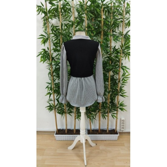 Kadın Uzun Kollu Yakalı önden Düğmeli Ottoman Bluz, 29183