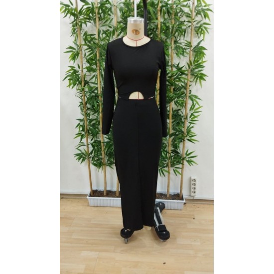 Kadın Uzun Kollu Bisiklet Yaka Kısa Krop Dalgıç Bluz Ile önden Yırtmaçlı Uzun Etek Ikili Takım , 29182 Kadın Uzun Kollu Bisiklet Yaka Kısa Krop Dalgıç Bluz Ile önden Yırtmaçlı Uzun Etek Ikili Takım , 29182