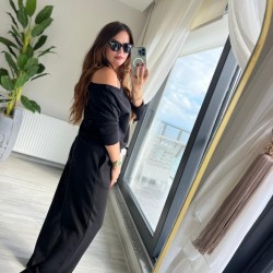 Kadın Uzun Kollu Tek Omuzdan Açık Modal Bluz Ve Pantolon Ikili Takım , 29201