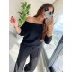 Kadın Uzun Kollu Tek Omuzdan Açık Modal Bluz Ve Pantolon Ikili Takım , 29201