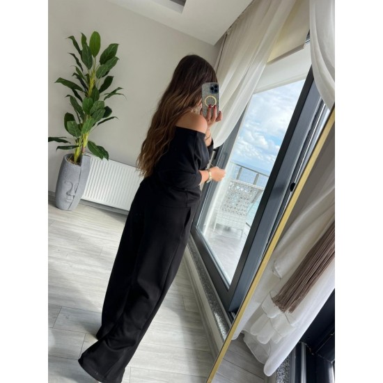 Kadın Uzun Kollu Tek Omuzdan Açık Modal Bluz Ve Pantolon Ikili Takım , 29201