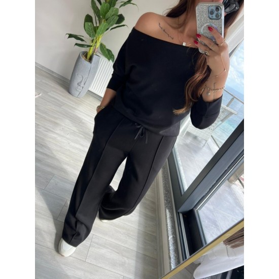 Kadın Uzun Kollu Tek Omuzdan Açık Modal Bluz Ve Pantolon Ikili Takım , 29201