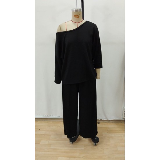 Kadın Uzun Kollu Tek Omuzdan Açık Modal Bluz Ve Pantolon Ikili Takım , 29201