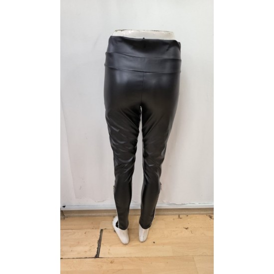 Kadın Yüksek Bel Yandan Yırtmaçlı Dantel Detaylı Deri Tayt, 29218