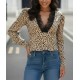 Kadın Uzun Kollu önden Derin Dantel Yaka Leopar Desenli Dalgıç Bluz, 29217 Kadın Uzun Kollu önden Derin Dantel Yaka Leopar Desenli Dalgıç Bluz, 29217
