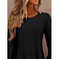 Kadın Uzun Kollu Yuvarlak Yaka Nervürlü Bluz , 29219 Kadın Uzun Kollu Yuvarlak Yaka Nervürlü Bluz , 29219