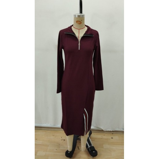 Kadın Uzun Kollu Balıkçı Yaka önden Fermuarlı Yırtmaçlı Midi Viskon Iki Iplik Elbise, 29226 Kadın Uzun Kollu Balıkçı Yaka önden Fermuarlı Yırtmaçlı Midi Viskon Iki Iplik Elbise, 29226