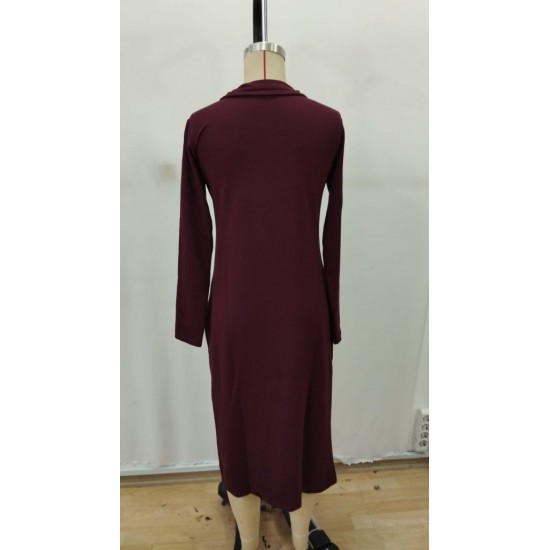 Kadın Uzun Kollu Balıkçı Yaka önden Fermuarlı Yırtmaçlı Midi Viskon Iki Iplik Elbise, 29226 Kadın Uzun Kollu Balıkçı Yaka önden Fermuarlı Yırtmaçlı Midi Viskon Iki Iplik Elbise, 29226