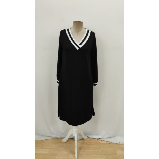 Kadın Uzun Kollu V Ribana Yakalı Yanlardan Yırtmaçlı Midi Viskon Iki Iplik Elbise , 29243 Kadın Uzun Kollu V Ribana Yakalı Yanlardan Yırtmaçlı Midi Viskon Iki Iplik Elbise , 29243