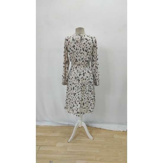 Kadın Uzun Kollu Bot Yaka Beli Lastikli Midi Süprem Elbise , 29242