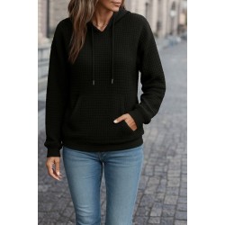 Kadın Uzun Kollu Kapşonlu Bağcıklı Cepli Capitone Sweatshirt , 29236