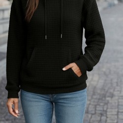 Kadın Uzun Kollu Kapşonlu Bağcıklı Cepli Capitone Sweatshirt , 29236