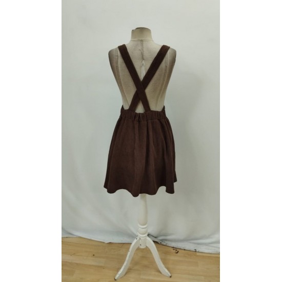 Kadın Askılı Sırttan çapraz Detaylı Kısa Kiloş Kadife Mini Elbise , 29248