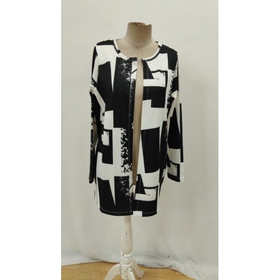 Kadın Uzun Kollu önü Açık Desenli Modal Kısa Ceket, 29245