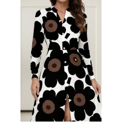 Kadın Yakalı önden Düğmeli çiçek Desenli Uzun Süprem Elbise , 29244 Kadın Yakalı önden Düğmeli çiçek Desenli Uzun Süprem Elbise , 29244