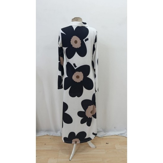 Kadın Yakalı önden Düğmeli çiçek Desenli Uzun Süprem Elbise , 29244 Kadın Yakalı önden Düğmeli çiçek Desenli Uzun Süprem Elbise , 29244