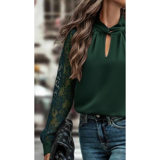 Kadın Uzun Kollu Göğüs Pencere Detay Yaka Boğazlı Kolları Tüllü Sandy Bluz, 29254 Kadın Uzun Kollu Göğüs Pencere Detay Yaka Boğazlı Kolları Tüllü Sandy Bluz, 29254