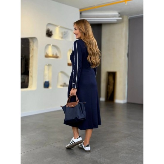 Kadın Uzun Kollu Bisiklet Yaka Midi Modal Elbise , 29267