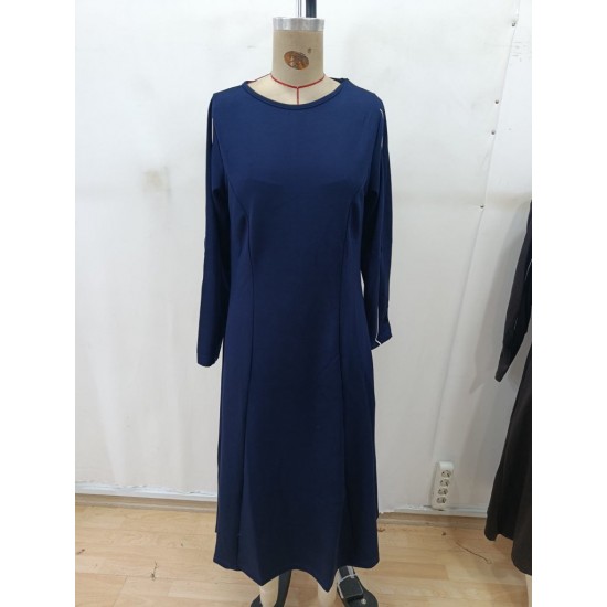 Kadın Uzun Kollu Bisiklet Yaka Midi Modal Elbise , 29267