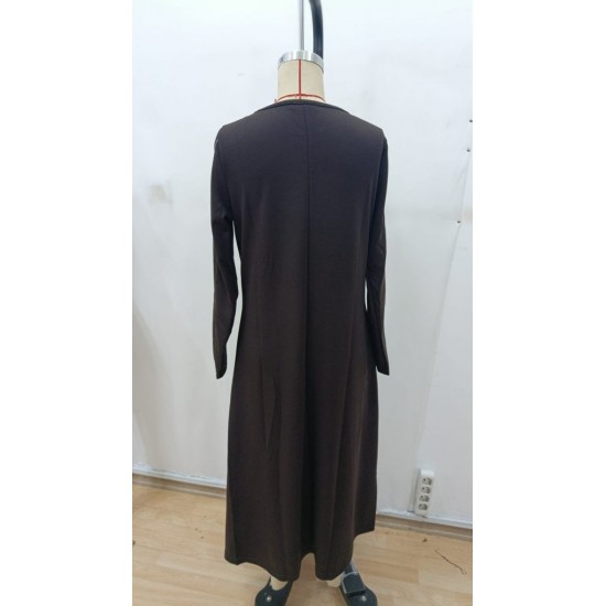 Kadın Uzun Kollu Bisiklet Yaka Midi Modal Elbise , 29266