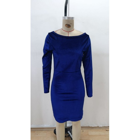 Kadın Uzun Kollu Kayık Yaka Mini Kadife Elbise , 29281 Kadın Uzun Kollu Kayık Yaka Mini Kadife Elbise , 29281