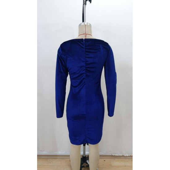 Kadın Uzun Kollu Kayık Yaka Mini Kadife Elbise , 29281 Kadın Uzun Kollu Kayık Yaka Mini Kadife Elbise , 29281