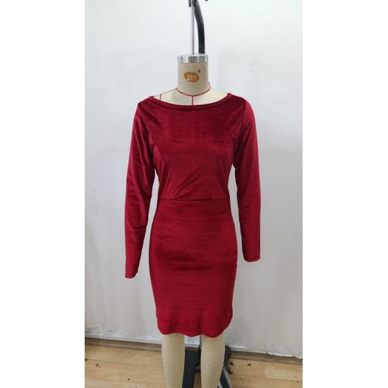 Kadın Uzun Kollu Kayık Yaka Mini Kadife Elbise , 29280 Kadın Uzun Kollu Kayık Yaka Mini Kadife Elbise , 29280