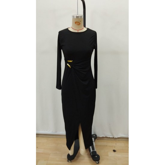 Kadın Uzun Kollu önden çapraz Detaylı Yandan Toka Detaylı Uzun Sandy Elbise , 29275 Kadın Uzun Kollu önden çapraz Detaylı Yandan Toka Detaylı Uzun Sandy Elbise , 29275