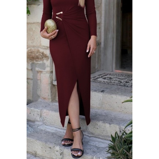 Kadın Uzun Kollu önden çapraz Detaylı Yandan Toka Detaylı Uzun Sandy Elbise , 29274 Kadın Uzun Kollu önden çapraz Detaylı Yandan Toka Detaylı Uzun Sandy Elbise , 29274