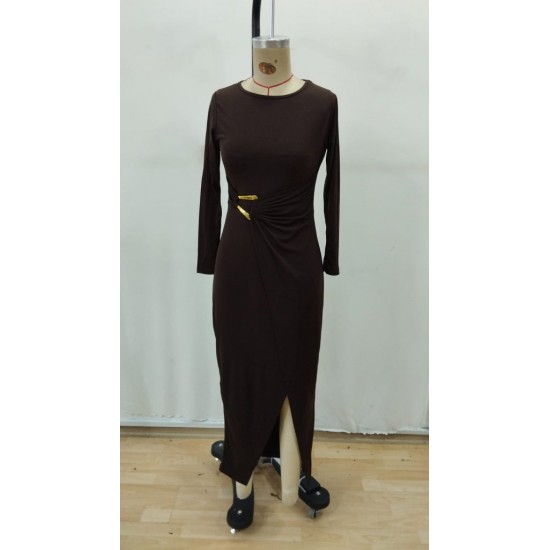 Kadın Uzun Kollu önden çapraz Detaylı Yandan Toka Detaylı Uzun Sandy Elbise , 29273 Kadın Uzun Kollu önden çapraz Detaylı Yandan Toka Detaylı Uzun Sandy Elbise , 29273