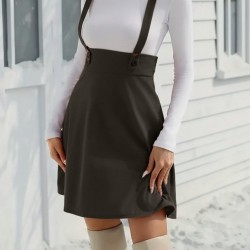 Kadın Askılı Düğmeli Mini Süet Elbise, 29289 Kadın Askılı Düğmeli Mini Süet Elbise, 29289