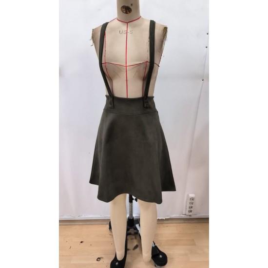 Kadın Askılı Düğmeli Mini Süet Elbise, 29289