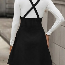 Kadın Askılı Düğmeli Mini Süet Elbise, 29288